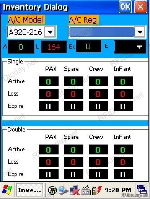 หน้าจอตรวจนับบนเครื่องมือถือ แยกนับ Active, Loss และ Expire ตามชนิดผู้โดยสาร ตัวสำรอง ลูกเรือ และทารก ทั้งแบบเดี่ยวและแบบคู่