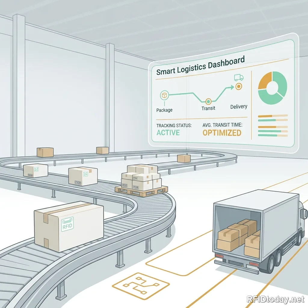 ภาพจำลองระบบโลจิสติกส์ที่ใช้ RFID